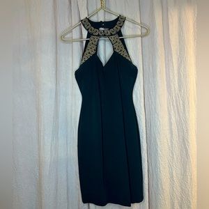 Cache Black Cocktail Dress with Rhinestones